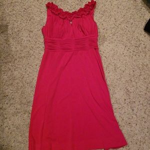 Red polyester halter like dress